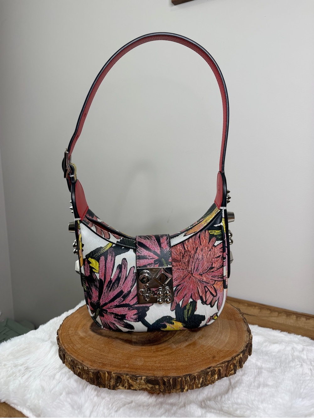 Christian Louboutin Carasky Mini Floral Hanabi Leather Shoulder/Crossbody Bag - Picture 3 of 13